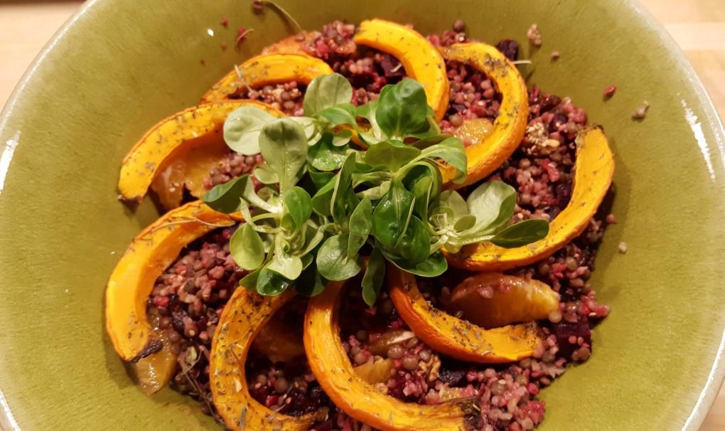 Salade lentille-quinoa betterave-butternut